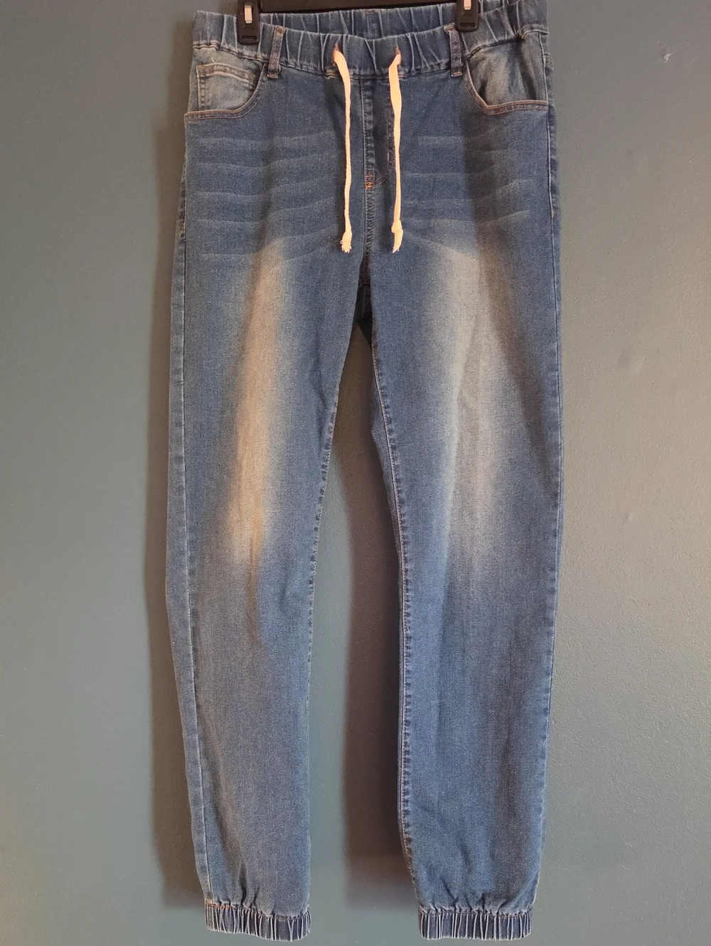 Relaxed Blue Drawstring Jogger Jeans for Men
